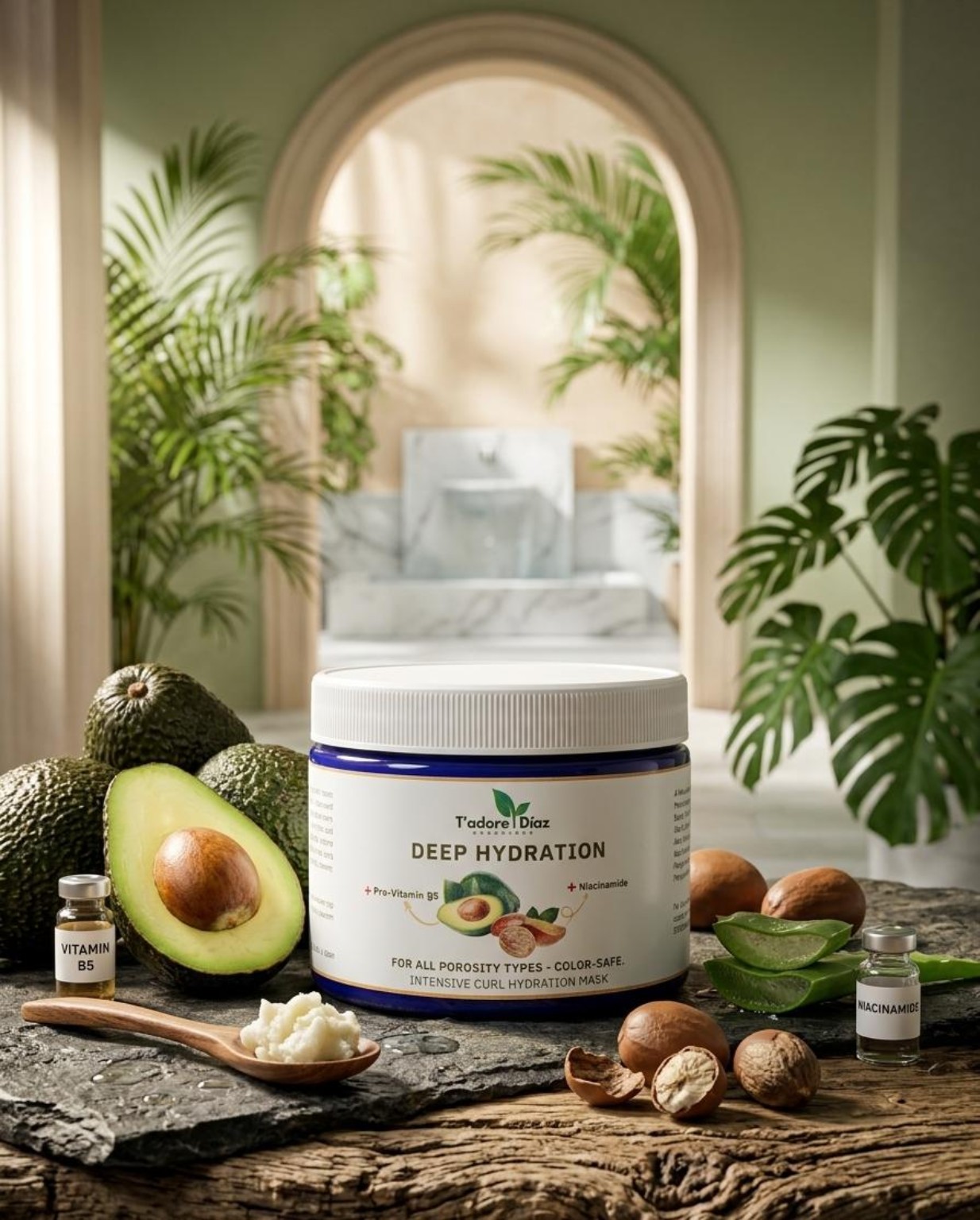 Deep Hydration Mask displayed with avocado and aloe