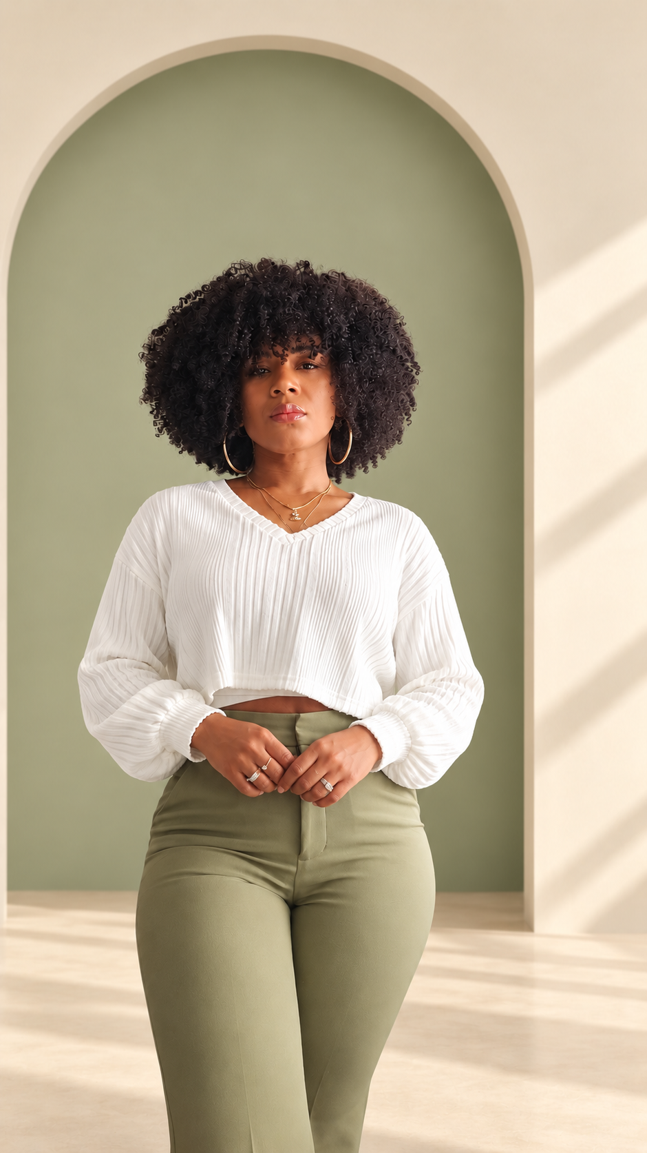 Karina Díaz with her natural curly hair